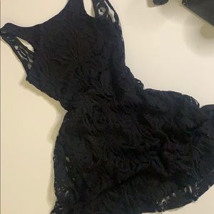 UO Black Lace Swing Dress with Open back S